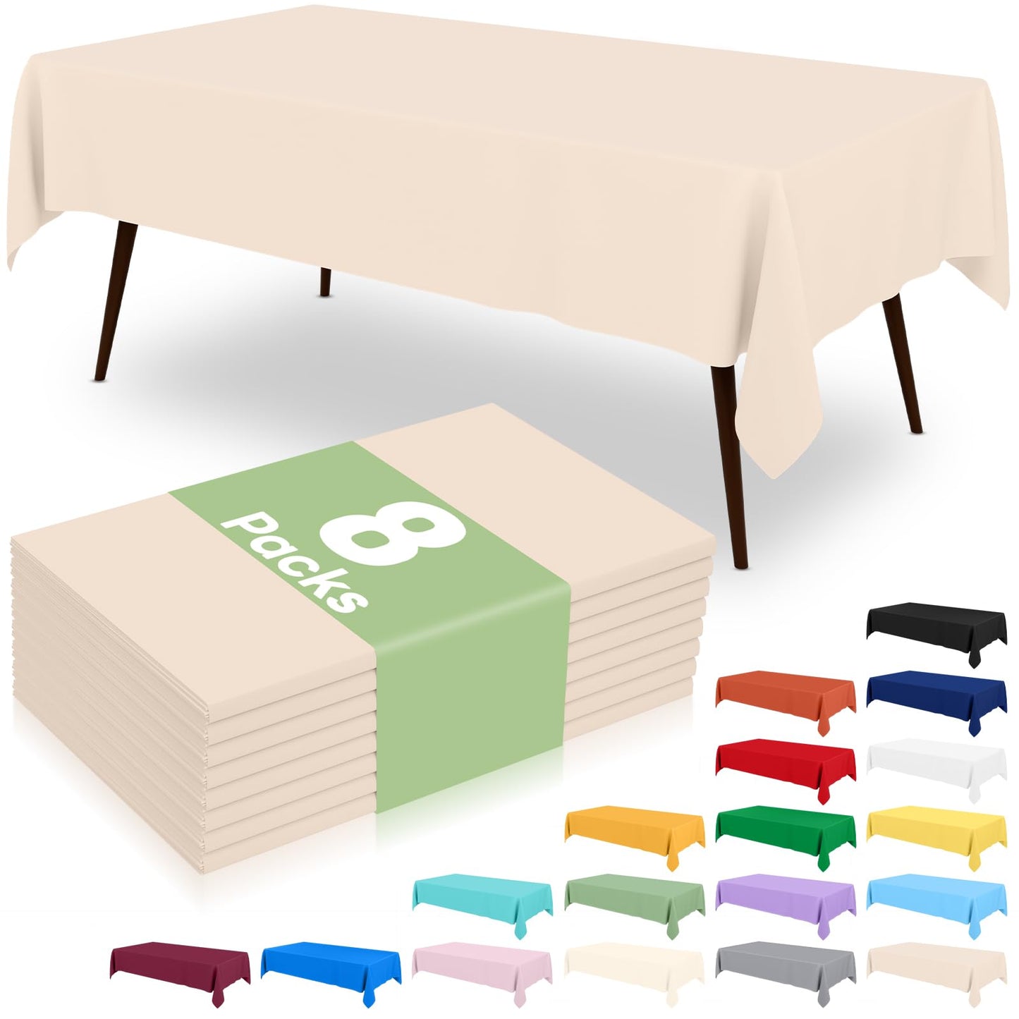 6 Packs Disposable Plastic Table Cloth, 54 x 108 Inch Waterproof Rectangle Tablecloth, Leakproof & Sturdy Decorative Table Covers for Party, Outdoor and Back to School, Black