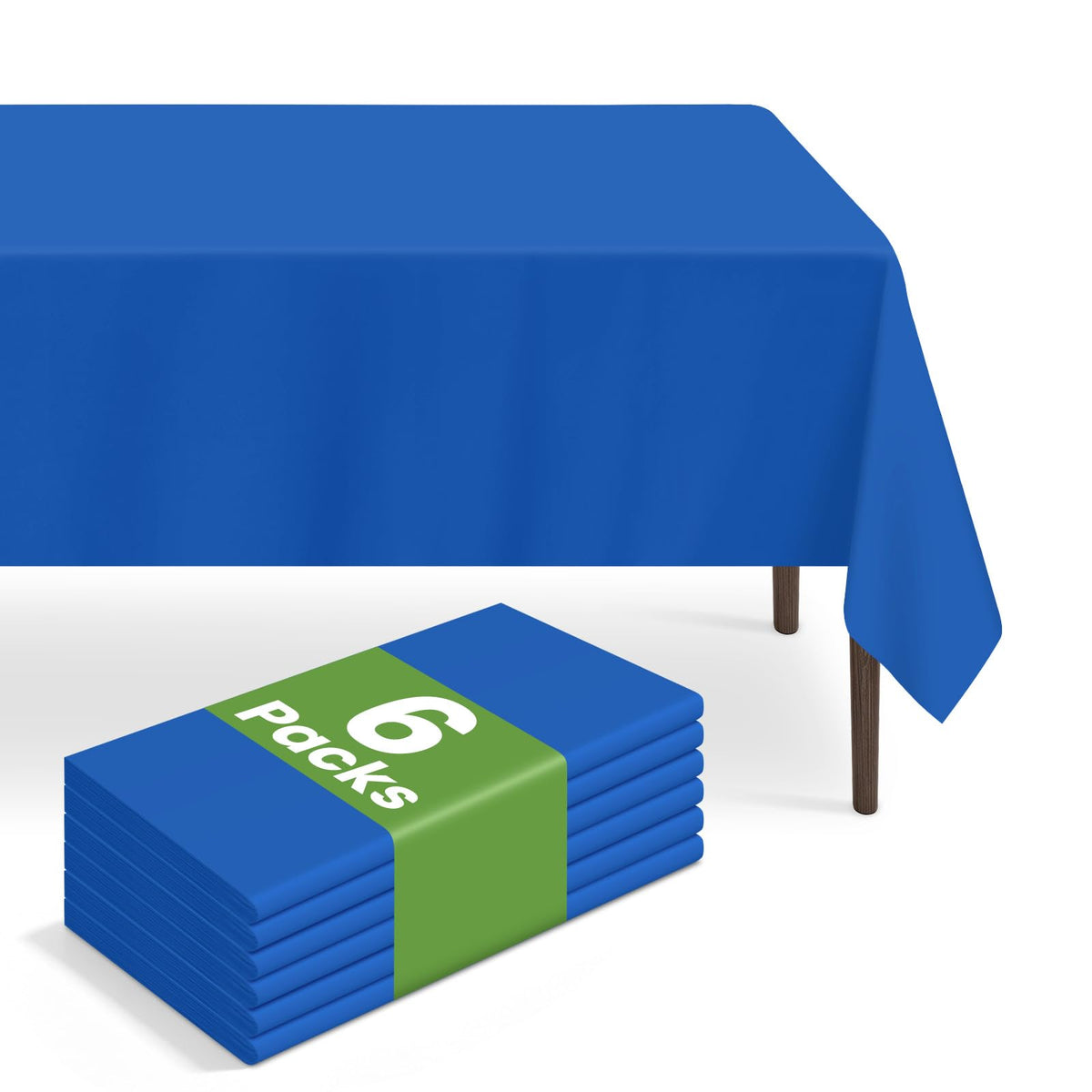 6 Pack Blue and White Checkered Tablecloth, Blue Plastic Table Cloths for Parties Disposable, 54 x 108 inch Waterproof Blue Gingham Camping Tablecloth for Birthday, Party, Picnic