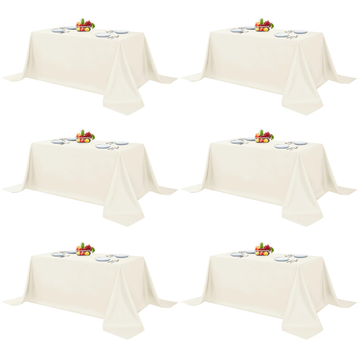 Fitable 6 Pack White Table Cloths 70x120 Inch for 6-8 Ft Rectangle Tables | Stain & Wrinkle Resistant, Washable Polyester Covers for Wedding Party Dining Banquet Event Catering Reception