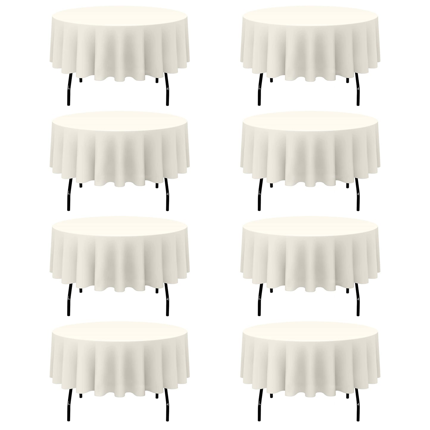 BRILLMAX 4 Pack Ivory Round Tablecloths 108 Inch for 48" Tables | 150 GSM Polyester Fabric, Floor Length Drop, Water, Stain & Wrinkle Resistant Cloth Cover for Wedding Reception Banquet Party