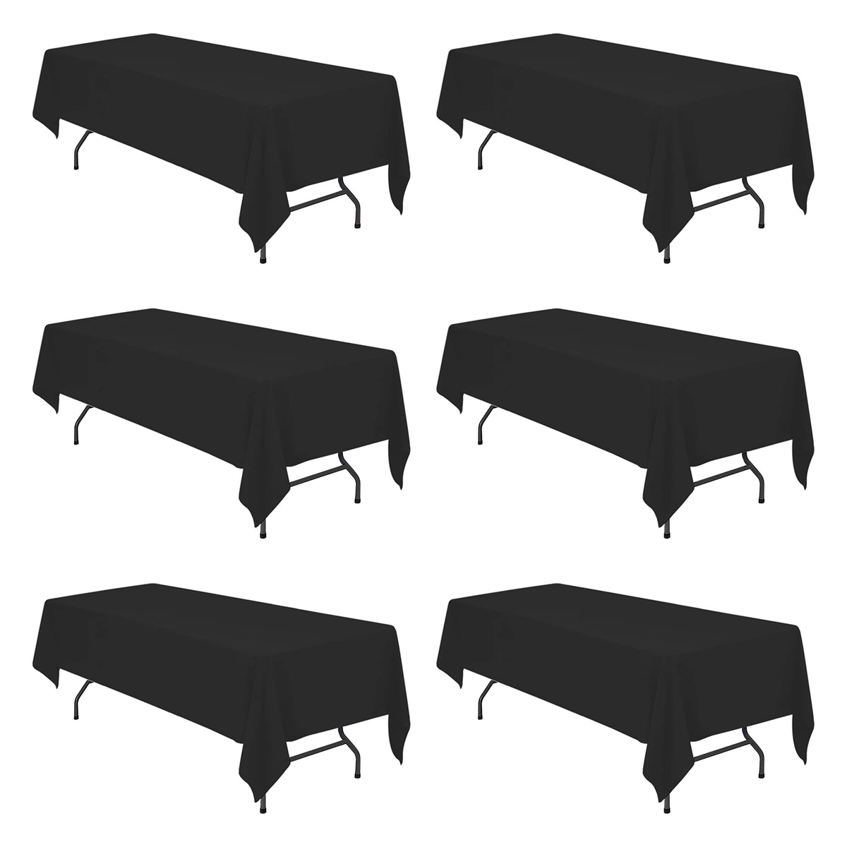 BRILLMAX 6 Pack Ivory Tablecloths 90x132 Inch for 6ft Rectangle Tables | 150 GSM Polyester Fabric, Floor Length Drop, Water, Stain & Wrinkle Resistant Cloth Cover for Wedding Reception Banquet Party