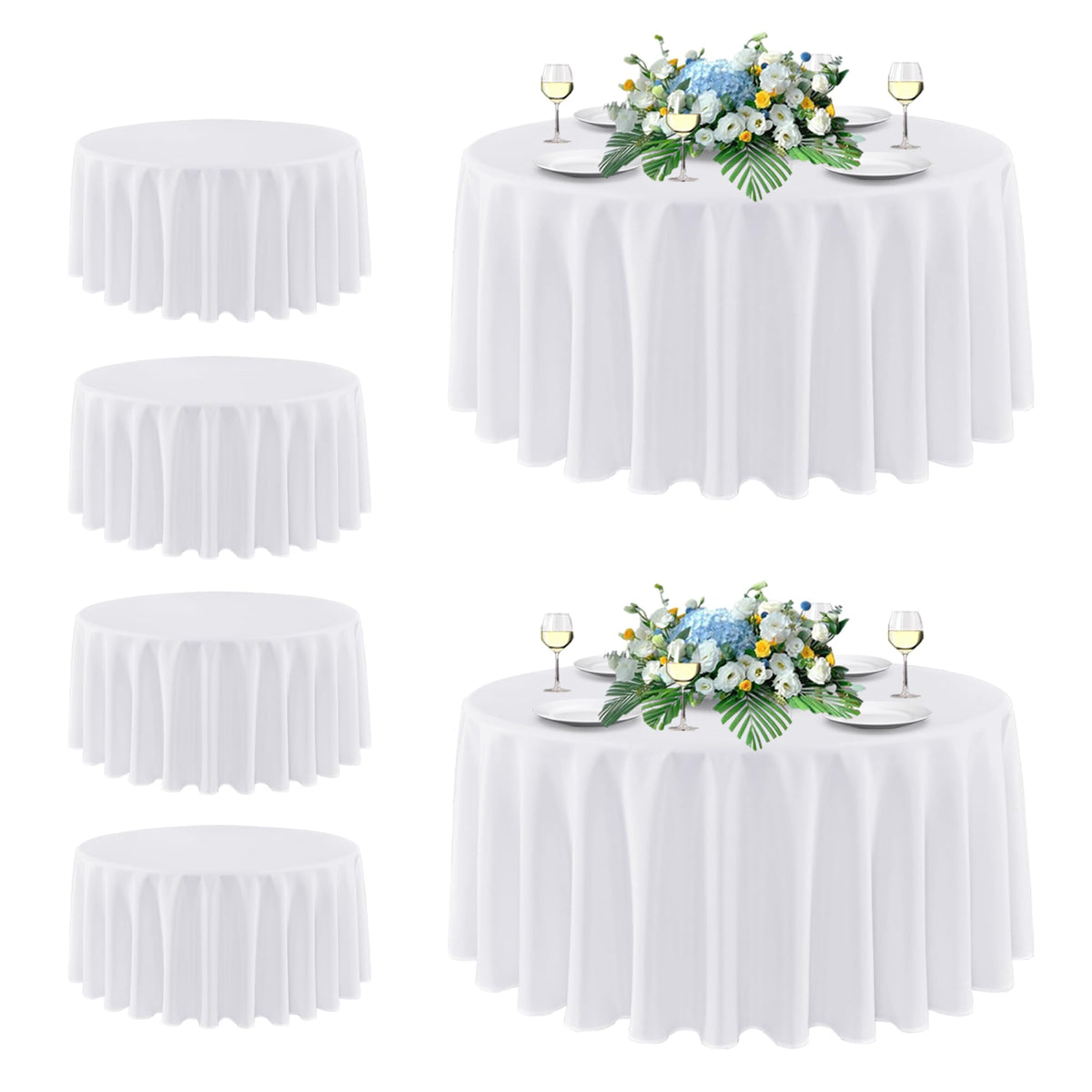 sancua 2 Pack White Table Cloth 60x102 Inch for 6 Feet Rectangle Tables | Stain and Wrinkle Resistant Washable Polyester Tablecloth Cover for Dining Tables, Wedding Buffet Parties and Camping