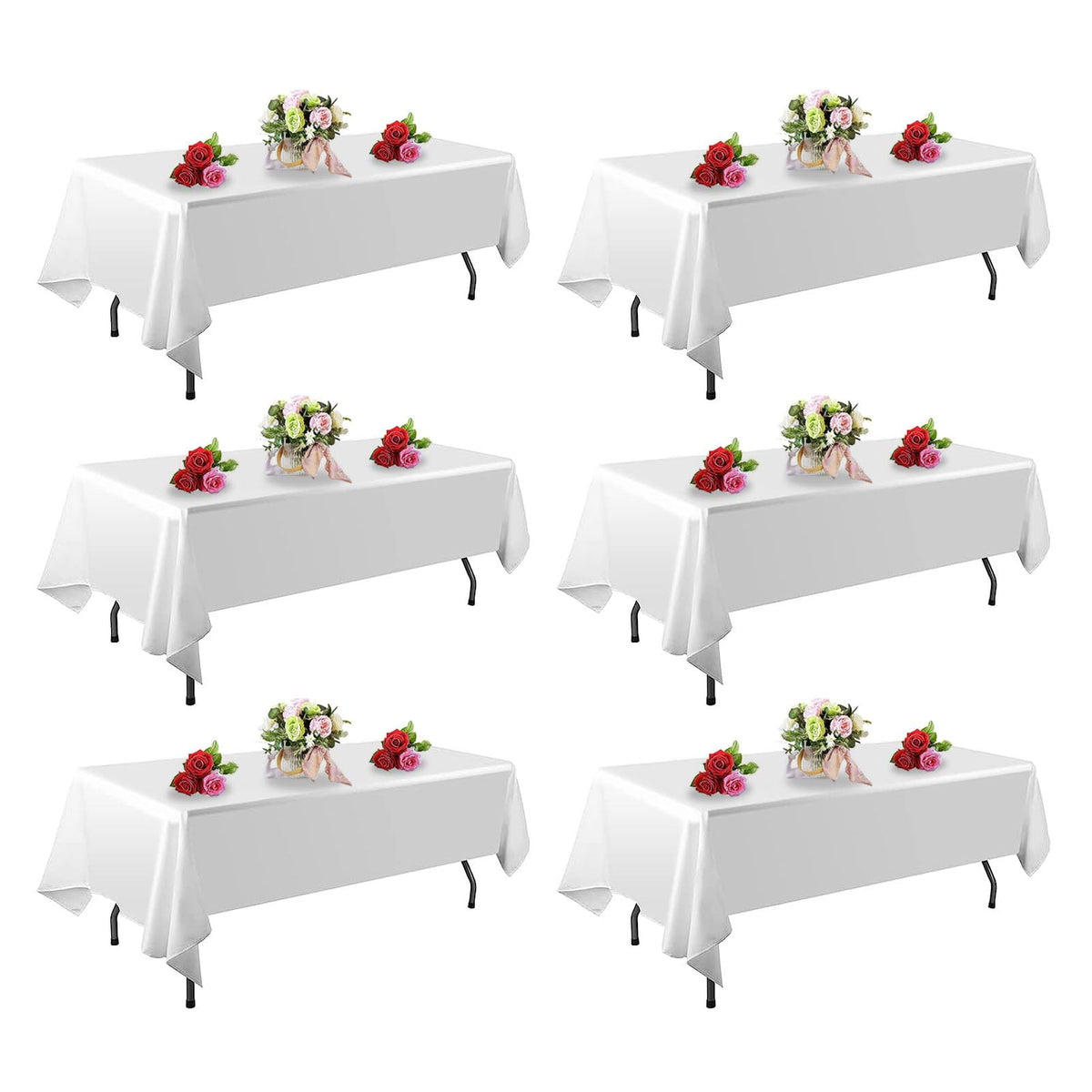 FINDYOU 10 Pack White Table Cloth Rectangle Table 60 x 102 Inch Tablecloths for 6 Foot Rectangle Tables. Stain and Winkle Resistant Polyester Washable White TableCloths for Parties Wedding Dining