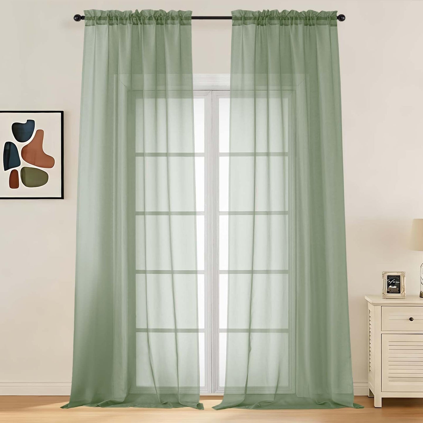 LIVEKID White Sheer Curtains 84 Inches Long 2 Panels - Light Filtering Breathable Voile Textured Sheer Curtains for Bedroom/Living Room, Rod Pocket Soft Elagant & Airy Solid Drapes, W42 x L84