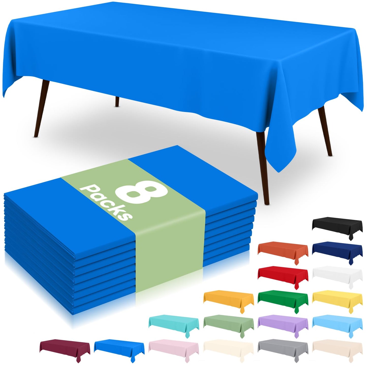 6 Packs Disposable Plastic Table Cloth, 54 x 108 Inch Waterproof Rectangle Tablecloth, Leakproof & Sturdy Decorative Table Covers for Party, Outdoor and Back to School, Black