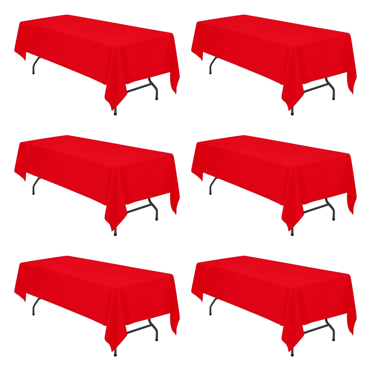 BRILLMAX 6 Pack Ivory Tablecloths 90x132 Inch for 6ft Rectangle Tables | 150 GSM Polyester Fabric, Floor Length Drop, Water, Stain & Wrinkle Resistant Cloth Cover for Wedding Reception Banquet Party