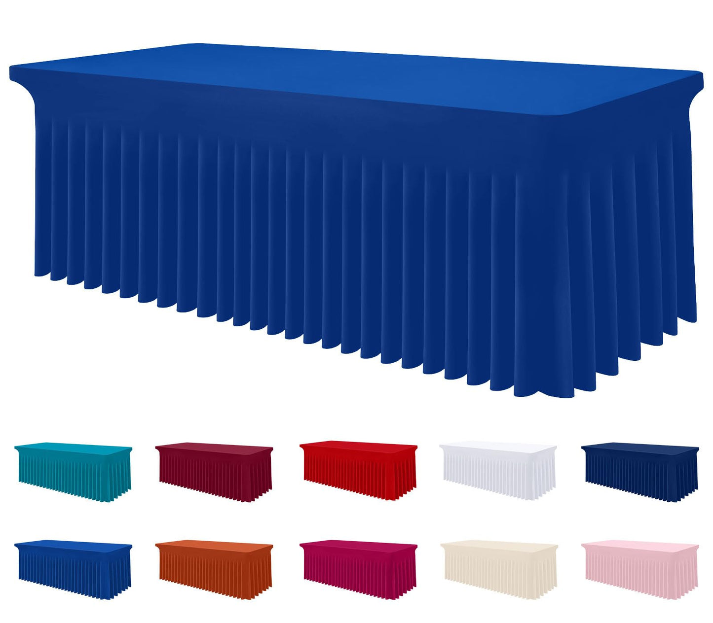 Smiry Spandex Elastic Fitted Table Cloth Skirt for 6FT Rectangle Table | Stretch Washable Table Cloth, Banquet Table Cover for Wedding, Party, Indoor & Trade Shows, (Black, 72Lx30Wx30H)