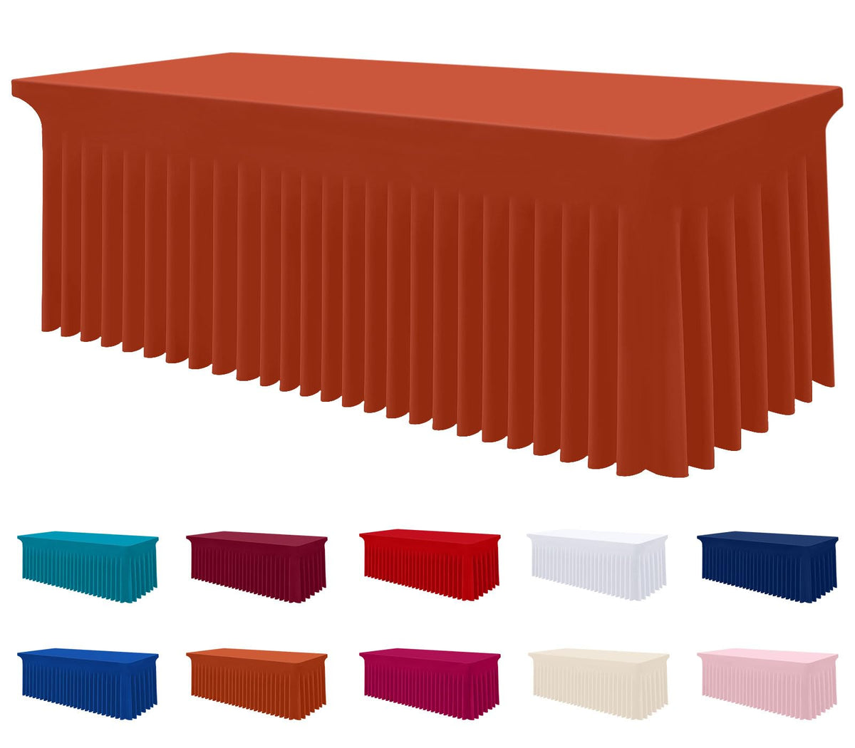 Smiry Spandex Elastic Fitted Table Cloth Skirt for 6FT Rectangle Table | Stretch Washable Table Cloth, Banquet Table Cover for Wedding, Party, Indoor & Trade Shows, (Black, 72Lx30Wx30H)