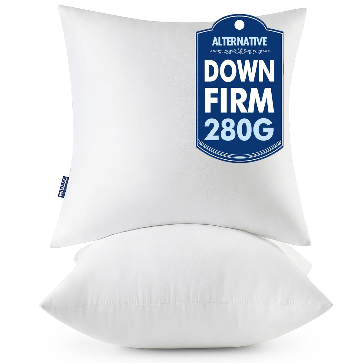 MIULEE 18x18 Throw Pillows Inserts 2 Pack, Decorative Pillows for Couch Bed | 100% Virgin Filling, Full and Fluffy, Lumbar, Back and Neck Support
