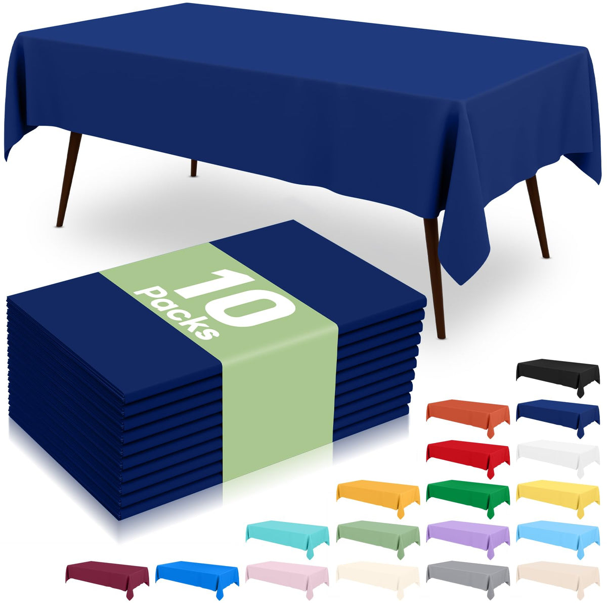 6 Packs Disposable Plastic Table Cloth, 54 x 108 Inch Waterproof Rectangle Tablecloth, Leakproof & Sturdy Decorative Table Covers for Party, Outdoor and Back to School, Black