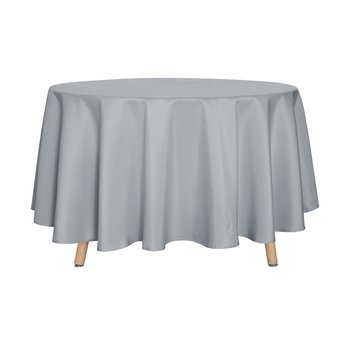sancua White Round Tablecloth 60 Inch Diameter for 20-48 Inch Tables | Water Resistant Spill Proof, Washable Polyester Cloth Decorative Fabric Cover, For Dining, Buffet Parties and Camping