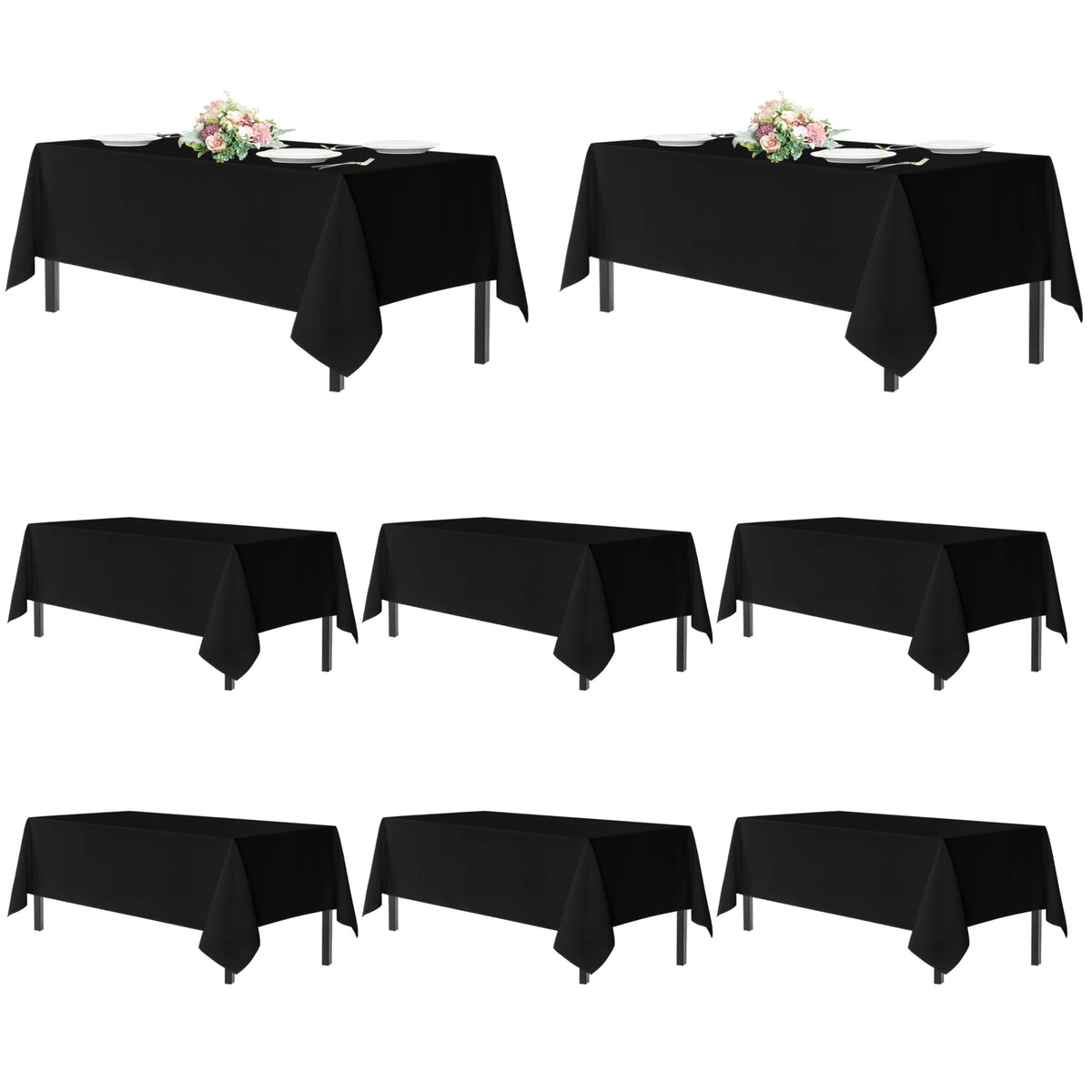 sancua 2 Pack White Table Cloth 60x102 Inch for 6 Feet Rectangle Tables | Stain and Wrinkle Resistant Washable Polyester Tablecloth Cover for Dining Tables, Wedding Buffet Parties and Camping
