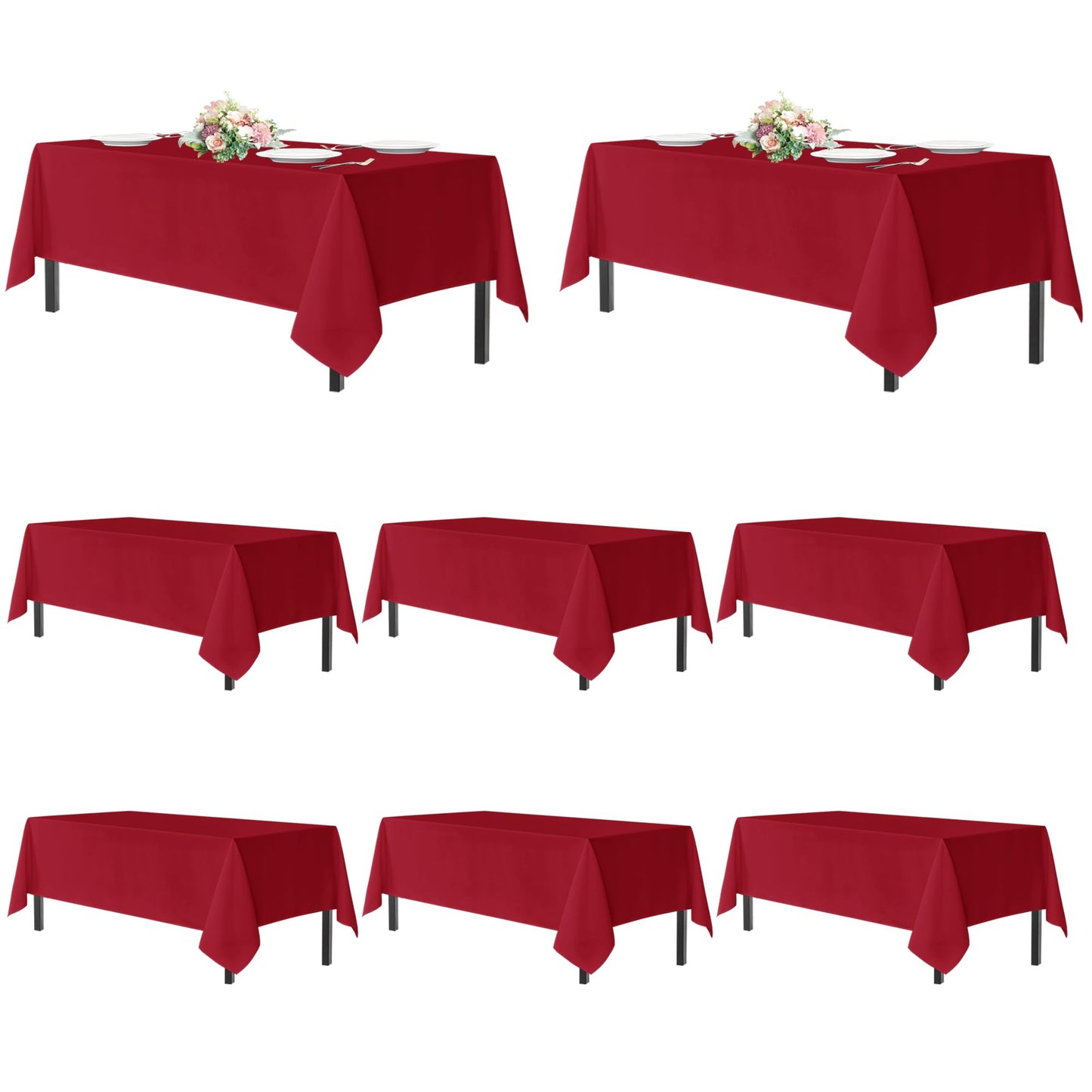 sancua 2 Pack White Table Cloth 60x102 Inch for 6 Feet Rectangle Tables | Stain and Wrinkle Resistant Washable Polyester Tablecloth Cover for Dining Tables, Wedding Buffet Parties and Camping