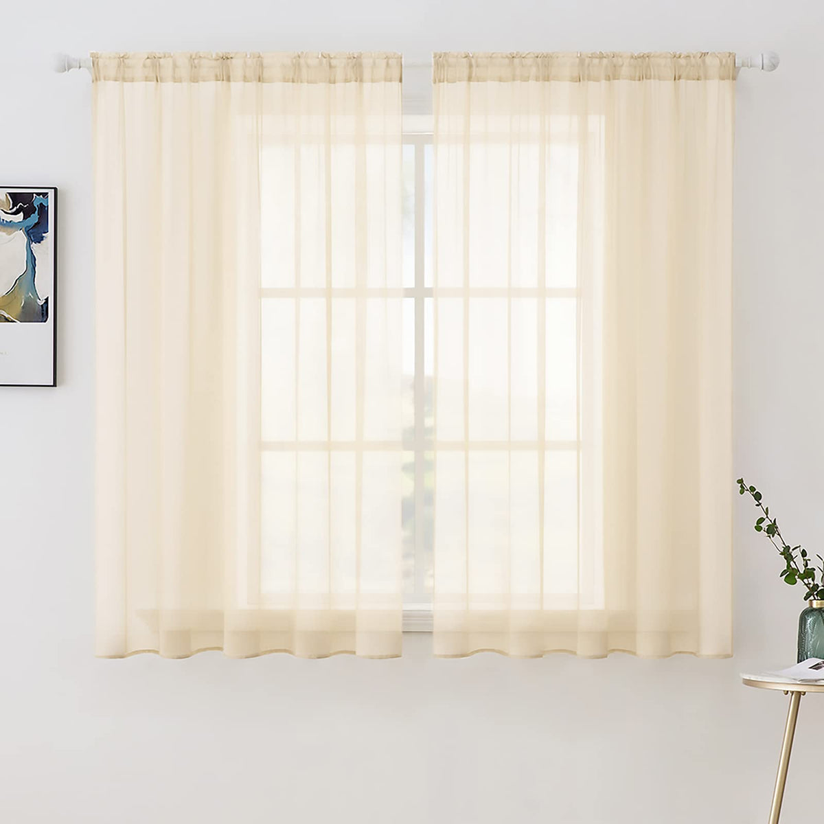 MIULEE 2 Panels White Sheer Curtains for Living Room 54 X 84 Inches | Window, Solid Color, Elegant Window Voile Panels, Bedroom, Living Room, Drapes, Treatment