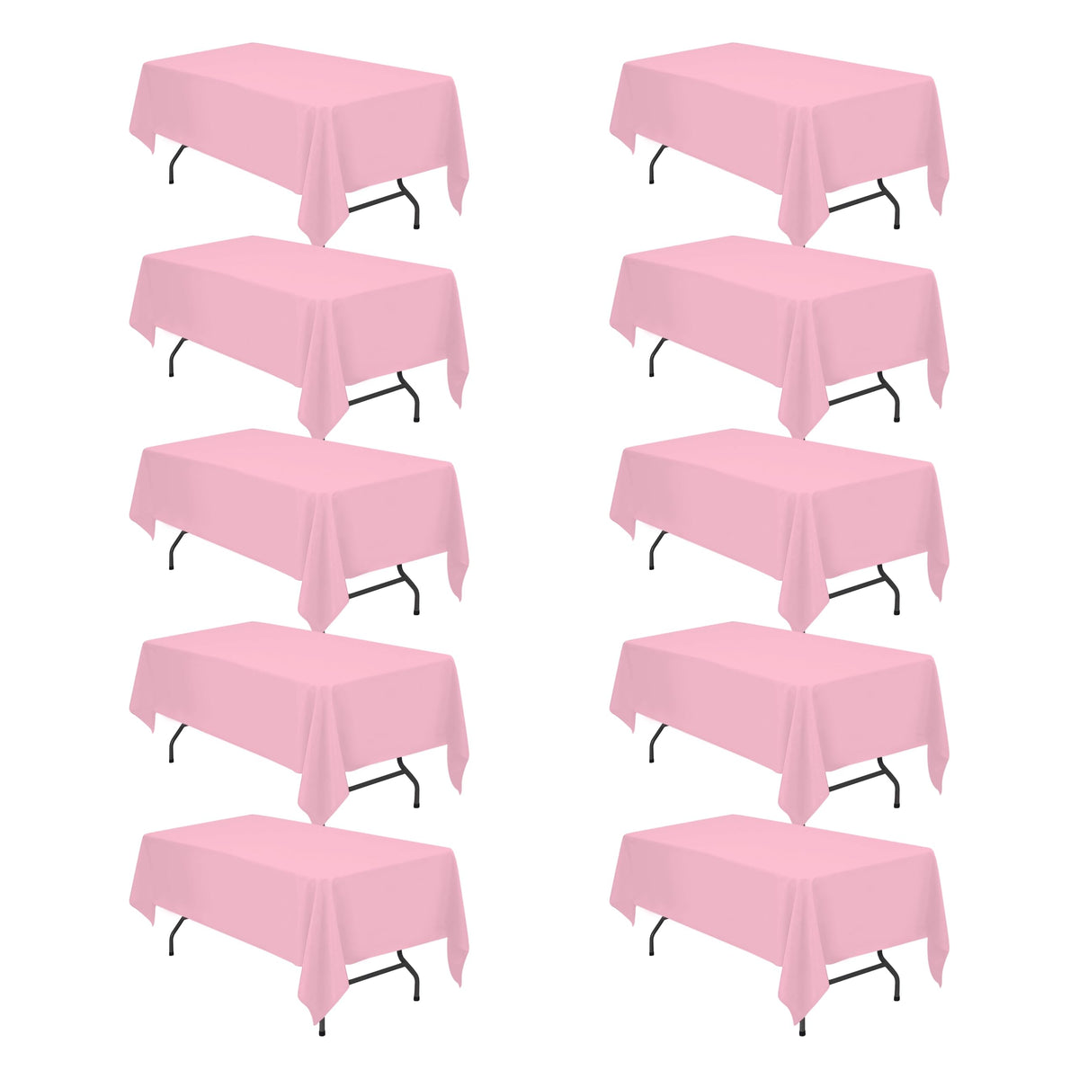 BRILLMAX 6 Pack Ivory Tablecloths 90x132 Inch for 6ft Rectangle Tables | 150 GSM Polyester Fabric, Floor Length Drop, Water, Stain & Wrinkle Resistant Cloth Cover for Wedding Reception Banquet Party