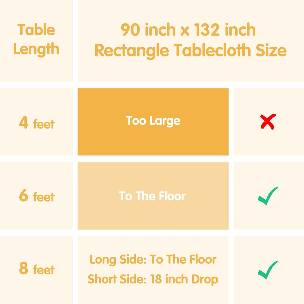 BRILLMAX 6 Pack Ivory Tablecloths 90x132 Inch for 6ft Rectangle Tables | 150 GSM Polyester Fabric, Floor Length Drop, Water, Stain & Wrinkle Resistant Cloth Cover for Wedding Reception Banquet Party