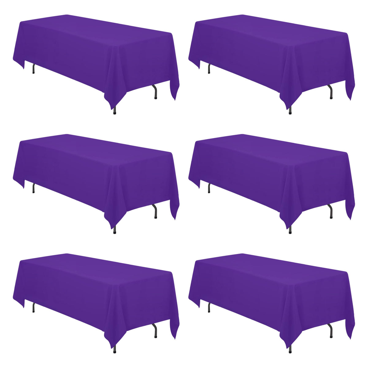 BRILLMAX 6 Pack Ivory Tablecloths 90x132 Inch for 6ft Rectangle Tables | 150 GSM Polyester Fabric, Floor Length Drop, Water, Stain & Wrinkle Resistant Cloth Cover for Wedding Reception Banquet Party