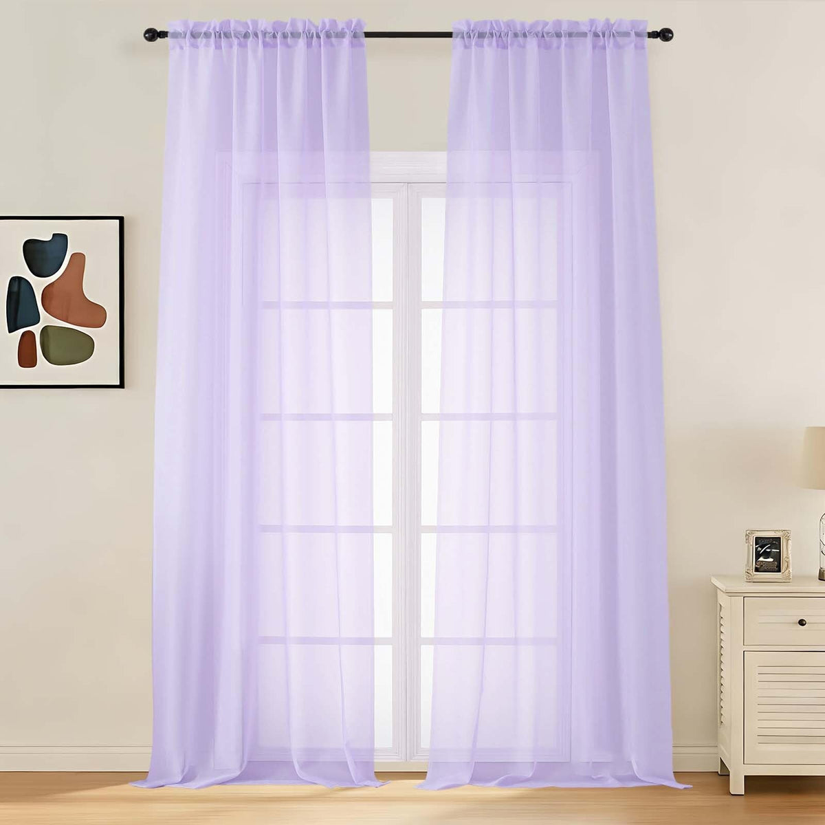 LIVEKID White Sheer Curtains 84 Inches Long 2 Panels - Light Filtering Breathable Voile Textured Sheer Curtains for Bedroom/Living Room, Rod Pocket Soft Elagant & Airy Solid Drapes, W42 x L84