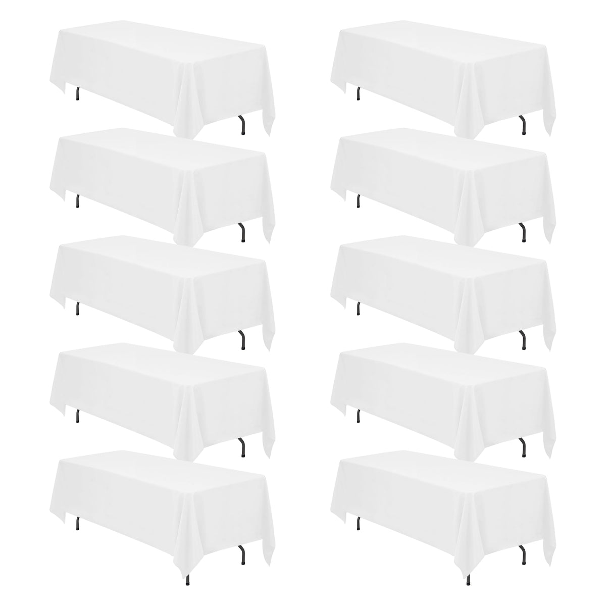 BRILLMAX 6 Pack Ivory Tablecloths 90x132 Inch for 6ft Rectangle Tables | 150 GSM Polyester Fabric, Floor Length Drop, Water, Stain & Wrinkle Resistant Cloth Cover for Wedding Reception Banquet Party