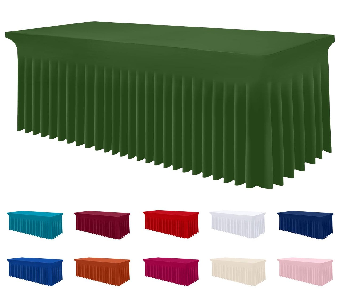 Smiry Spandex Elastic Fitted Table Cloth Skirt for 6FT Rectangle Table | Stretch Washable Table Cloth, Banquet Table Cover for Wedding, Party, Indoor & Trade Shows, (Black, 72Lx30Wx30H)