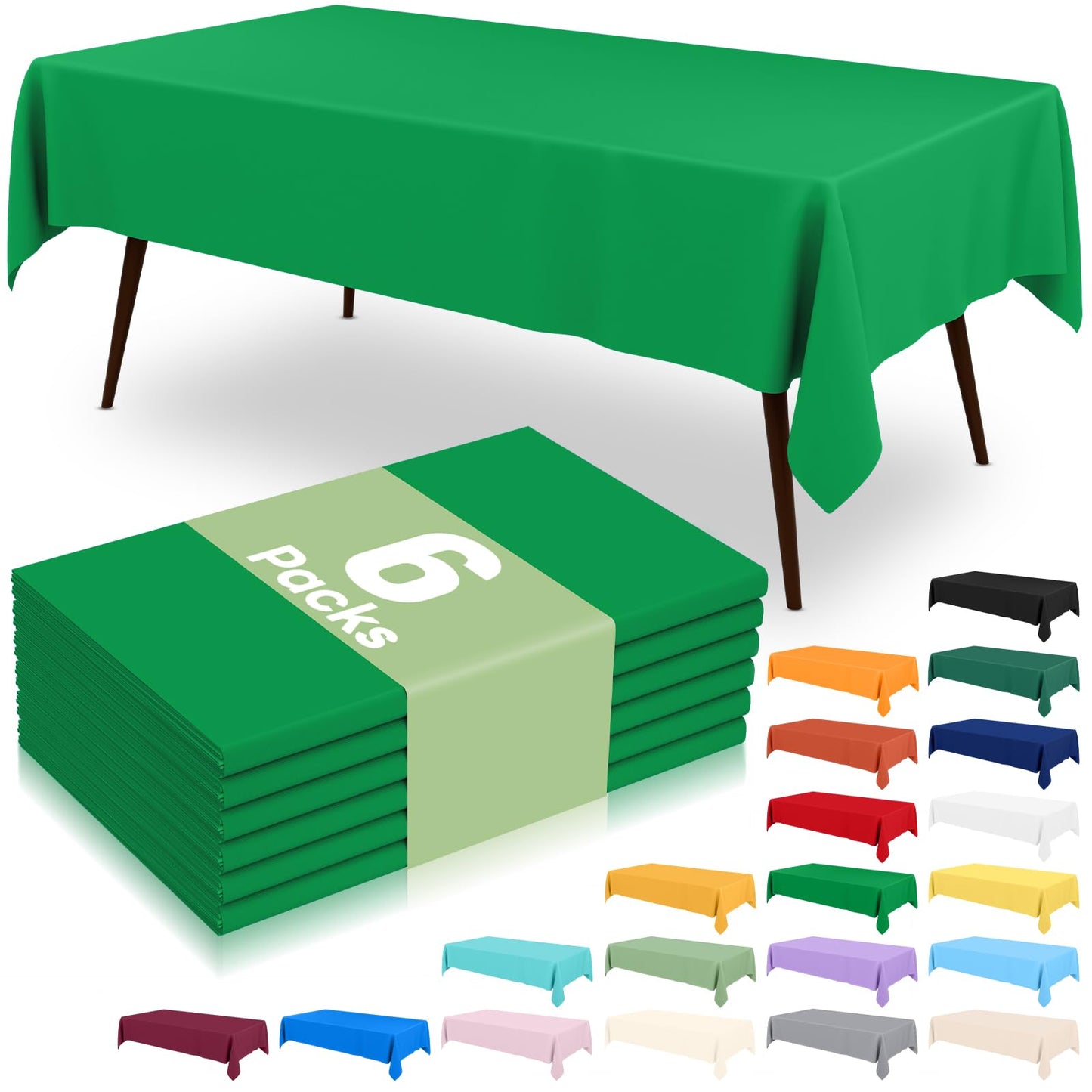 6 Packs Disposable Plastic Table Cloth, 54 x 108 Inch Waterproof Rectangle Tablecloth, Leakproof & Sturdy Decorative Table Covers for Party, Outdoor and Back to School, Black