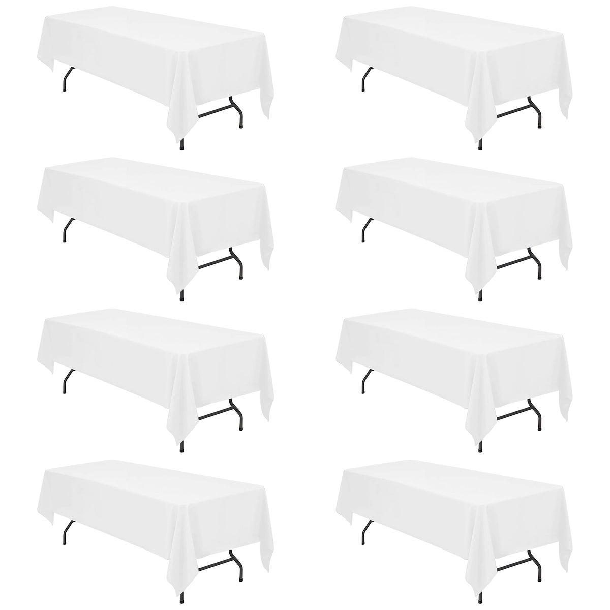 BRILLMAX 6 Pack Ivory Tablecloths 90x132 Inch for 6ft Rectangle Tables | 150 GSM Polyester Fabric, Floor Length Drop, Water, Stain & Wrinkle Resistant Cloth Cover for Wedding Reception Banquet Party