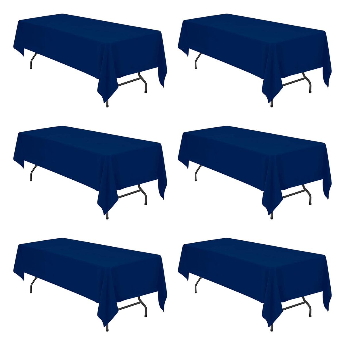 BRILLMAX 6 Pack Ivory Tablecloths 90x132 Inch for 6ft Rectangle Tables | 150 GSM Polyester Fabric, Floor Length Drop, Water, Stain & Wrinkle Resistant Cloth Cover for Wedding Reception Banquet Party