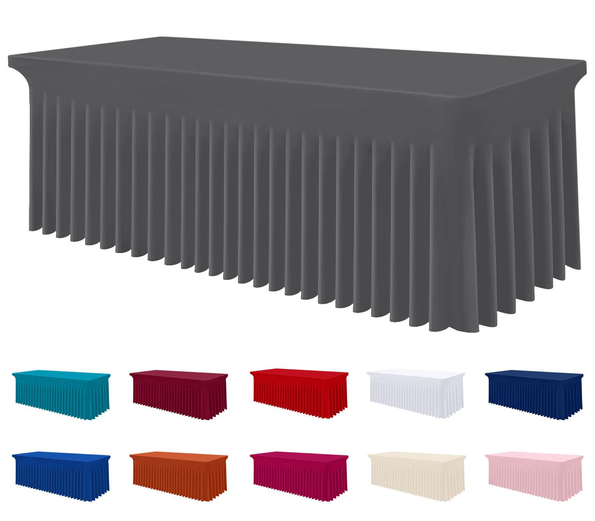 Smiry Spandex Elastic Fitted Table Cloth Skirt for 6FT Rectangle Table | Stretch Washable Table Cloth, Banquet Table Cover for Wedding, Party, Indoor & Trade Shows, (Black, 72Lx30Wx30H)