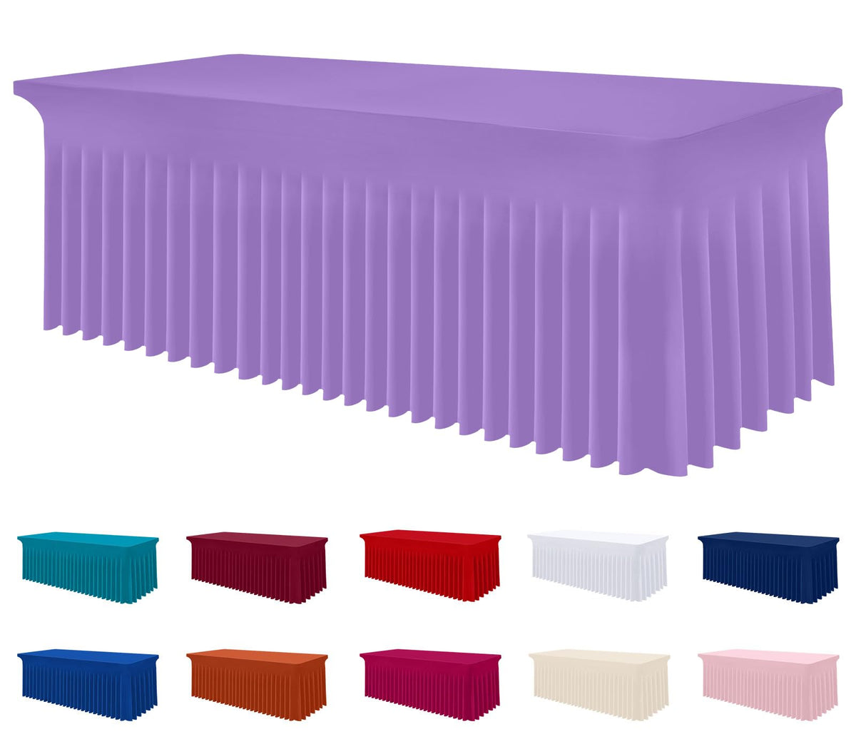 Smiry Spandex Elastic Fitted Table Cloth Skirt for 6FT Rectangle Table | Stretch Washable Table Cloth, Banquet Table Cover for Wedding, Party, Indoor & Trade Shows, (Black, 72Lx30Wx30H)