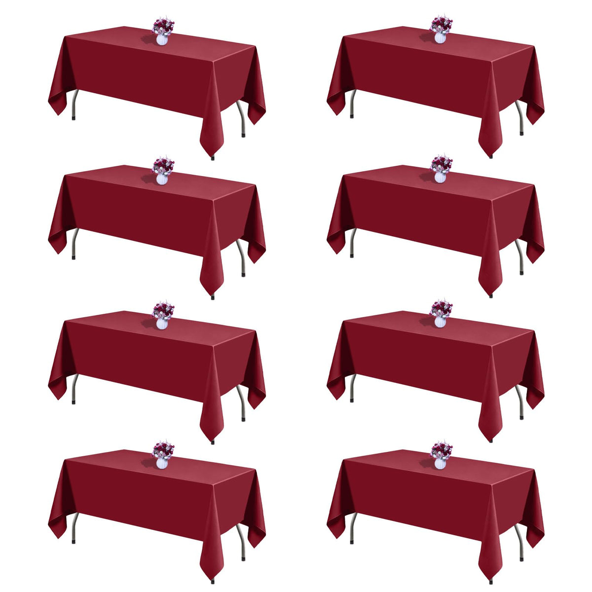 120 Inch White Round Tablecloth, 8 Pack | Wrinkle Resistant, For 4Ft-7Ft Round Table, Polyester Fabric, Washable Table Cloth, For Dining Wedding Party Buffet