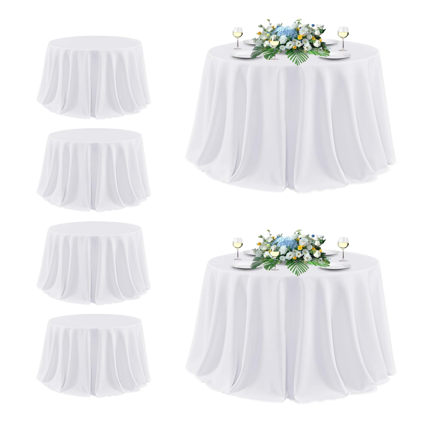 sancua 2 Pack White Table Cloth 60x102 Inch for 6 Feet Rectangle Tables | Stain and Wrinkle Resistant Washable Polyester Tablecloth Cover for Dining Tables, Wedding Buffet Parties and Camping