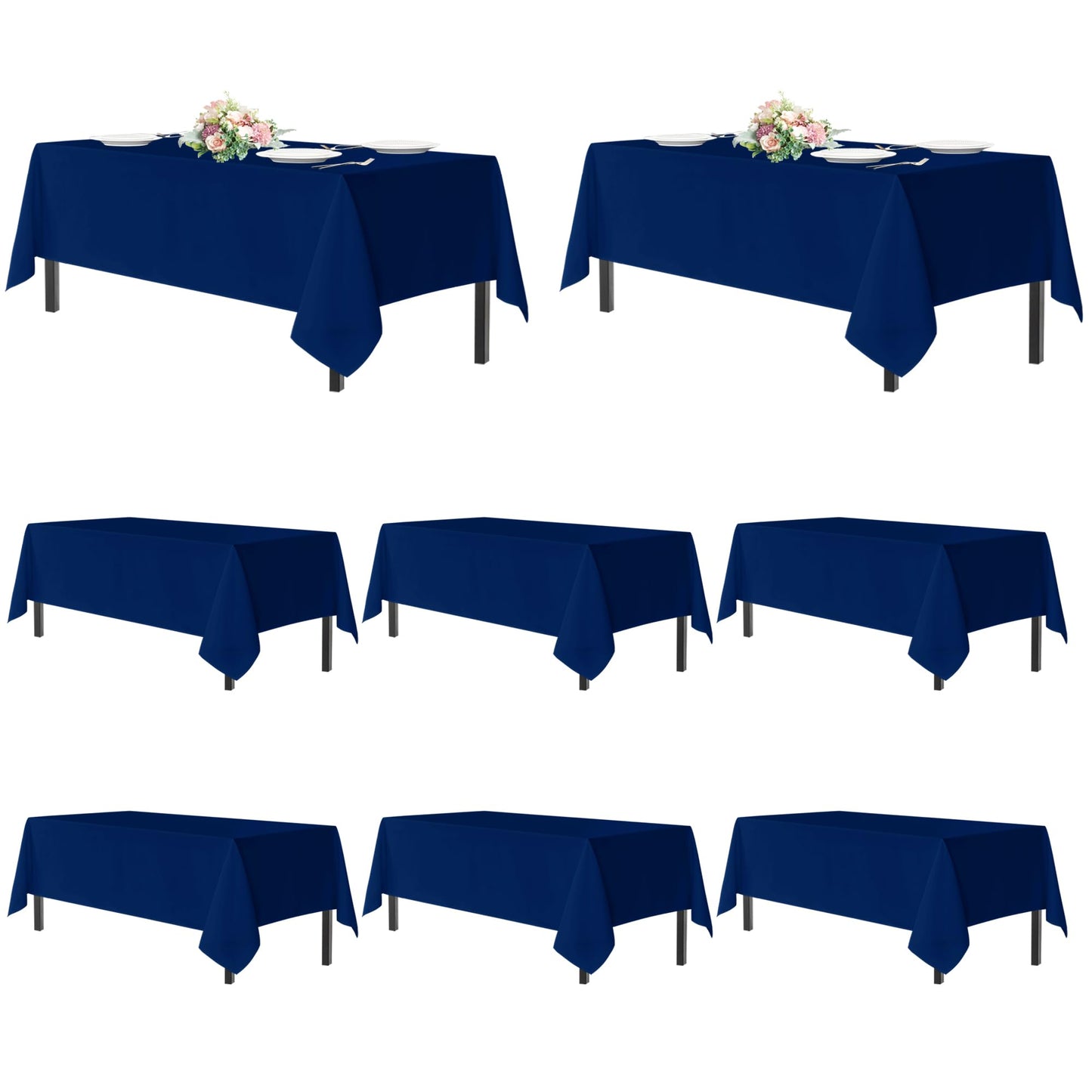 sancua 2 Pack White Table Cloth 60x102 Inch for 6 Feet Rectangle Tables | Stain and Wrinkle Resistant Washable Polyester Tablecloth Cover for Dining Tables, Wedding Buffet Parties and Camping