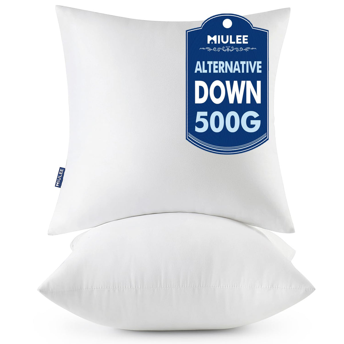 MIULEE 20x20 Throw Pillows Inserts 2 Pack, Decorative Pillows for Couch Bed | 100% Virgin Filling, Full and Fluffy, Lumbar, Back and Neck Support