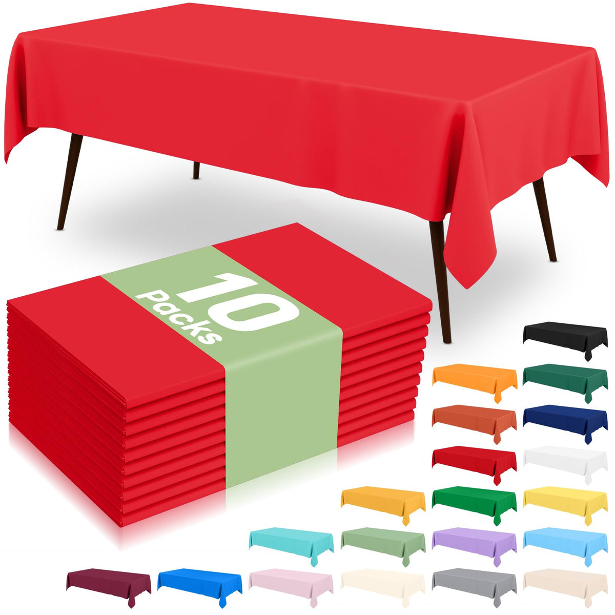 6 Packs Disposable Plastic Table Cloth, 54 x 108 Inch Waterproof Rectangle Tablecloth, Leakproof & Sturdy Decorative Table Covers for Party, Outdoor and Back to School, Black