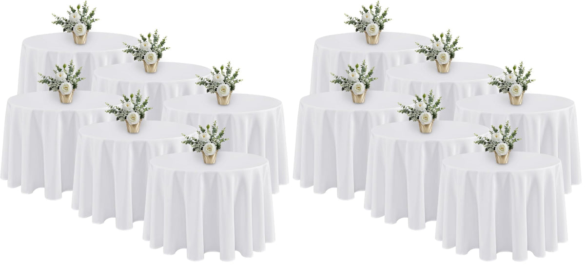 Fitable 6 Pack White Table Cloths 70x120 Inch for 6-8 Ft Rectangle Tables | Stain & Wrinkle Resistant, Washable Polyester Covers for Wedding Party Dining Banquet Event Catering Reception