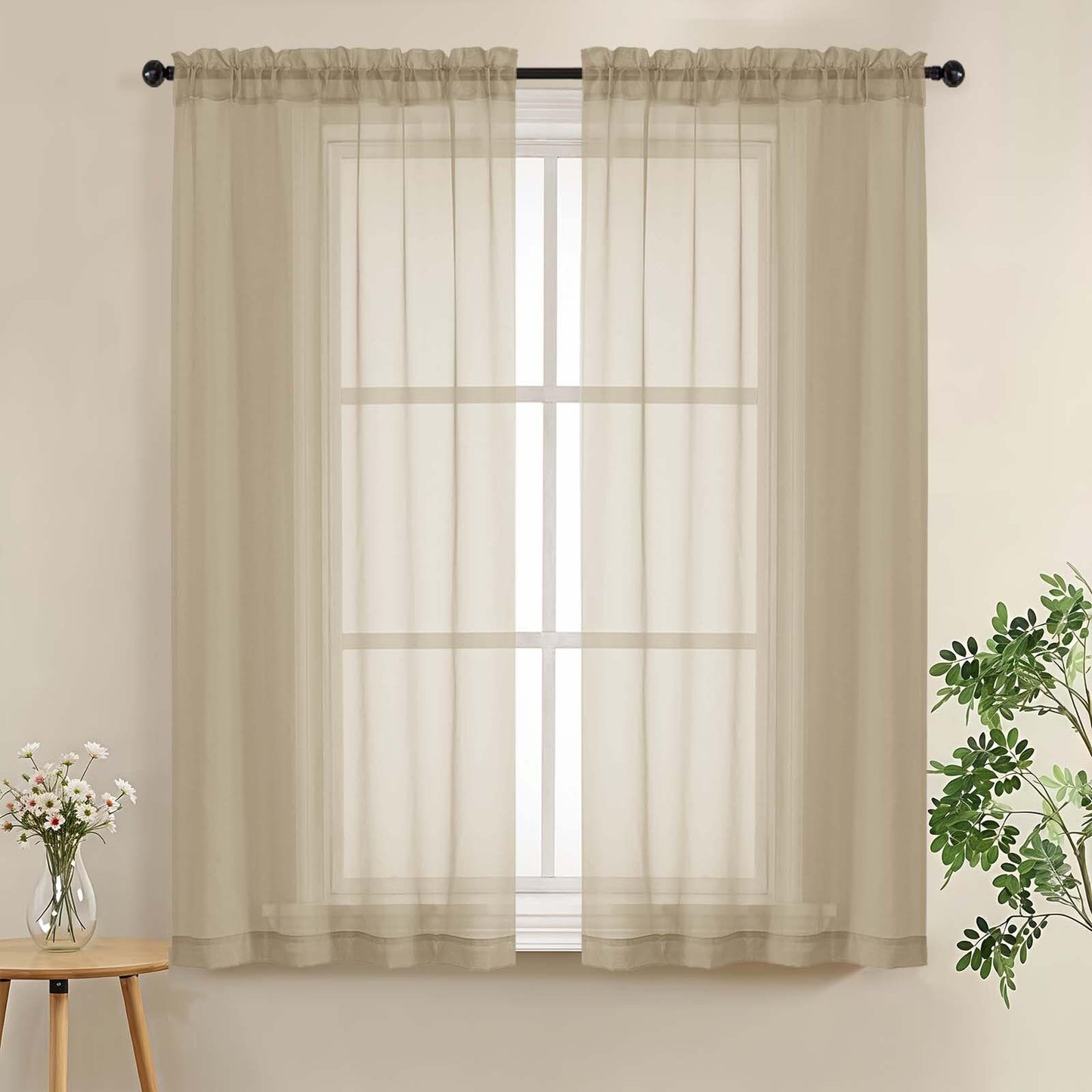 LIVEKID White Sheer Curtains 84 Inches Long 2 Panels - Light Filtering Breathable Voile Textured Sheer Curtains for Bedroom/Living Room, Rod Pocket Soft Elagant & Airy Solid Drapes, W42 x L84