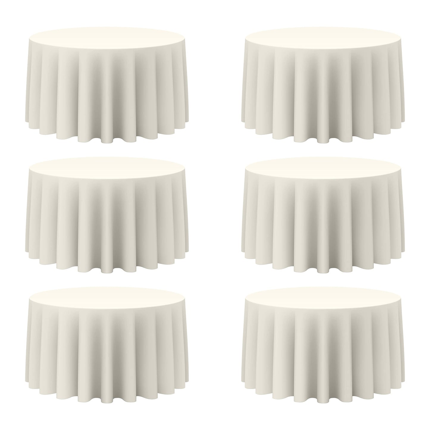 BRILLMAX 4 Pack Ivory Round Tablecloths 108 Inch for 48" Tables | 150 GSM Polyester Fabric, Floor Length Drop, Water, Stain & Wrinkle Resistant Cloth Cover for Wedding Reception Banquet Party