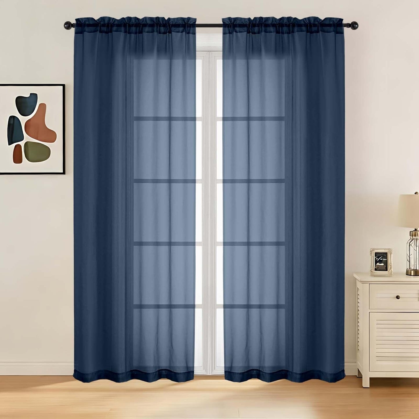 LIVEKID White Sheer Curtains 84 Inches Long 2 Panels - Light Filtering Breathable Voile Textured Sheer Curtains for Bedroom/Living Room, Rod Pocket Soft Elagant & Airy Solid Drapes, W42 x L84