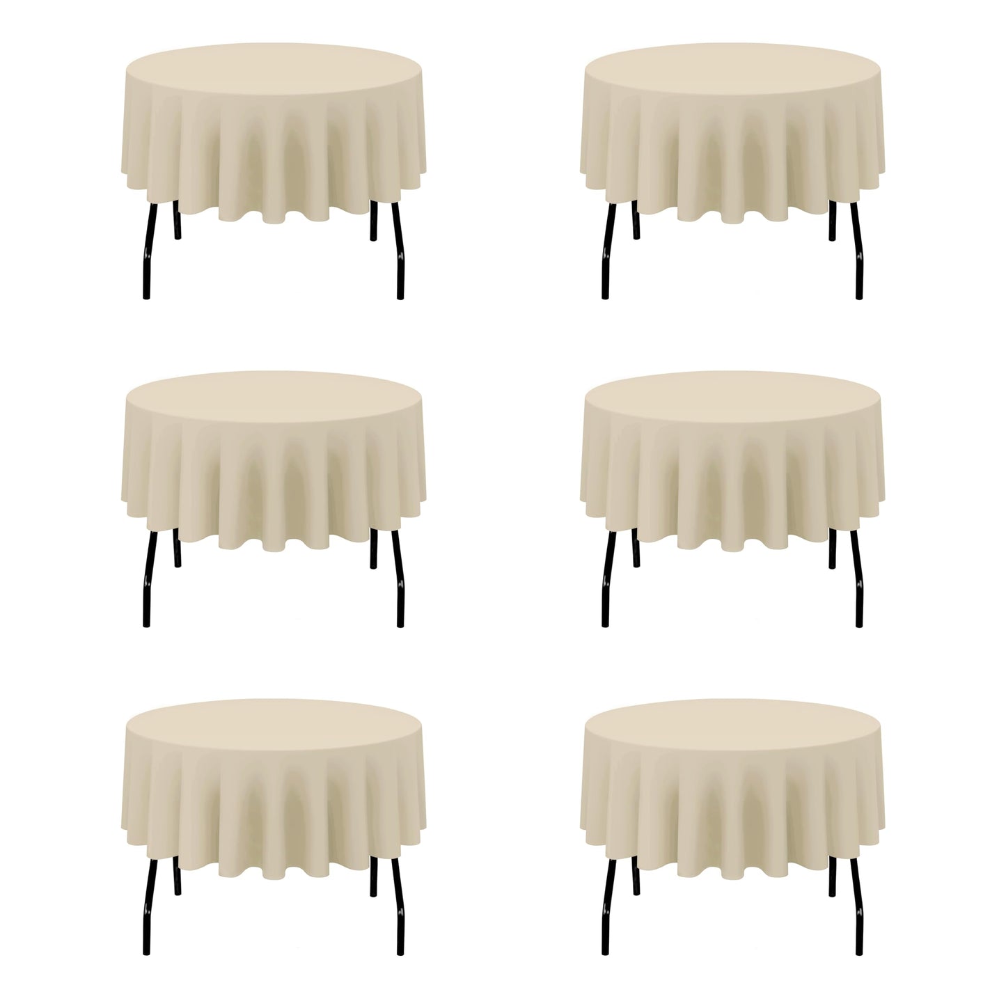 BRILLMAX 4 Pack Ivory Round Tablecloths 108 Inch for 48" Tables | 150 GSM Polyester Fabric, Floor Length Drop, Water, Stain & Wrinkle Resistant Cloth Cover for Wedding Reception Banquet Party