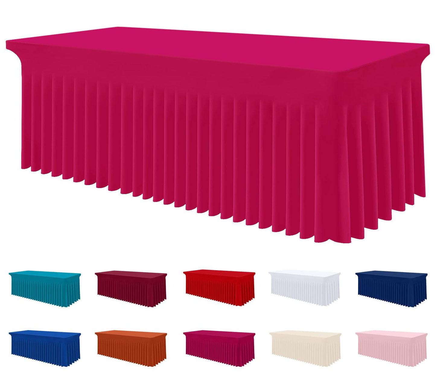 Smiry Spandex Elastic Fitted Table Cloth Skirt for 6FT Rectangle Table | Stretch Washable Table Cloth, Banquet Table Cover for Wedding, Party, Indoor & Trade Shows, (Black, 72Lx30Wx30H)