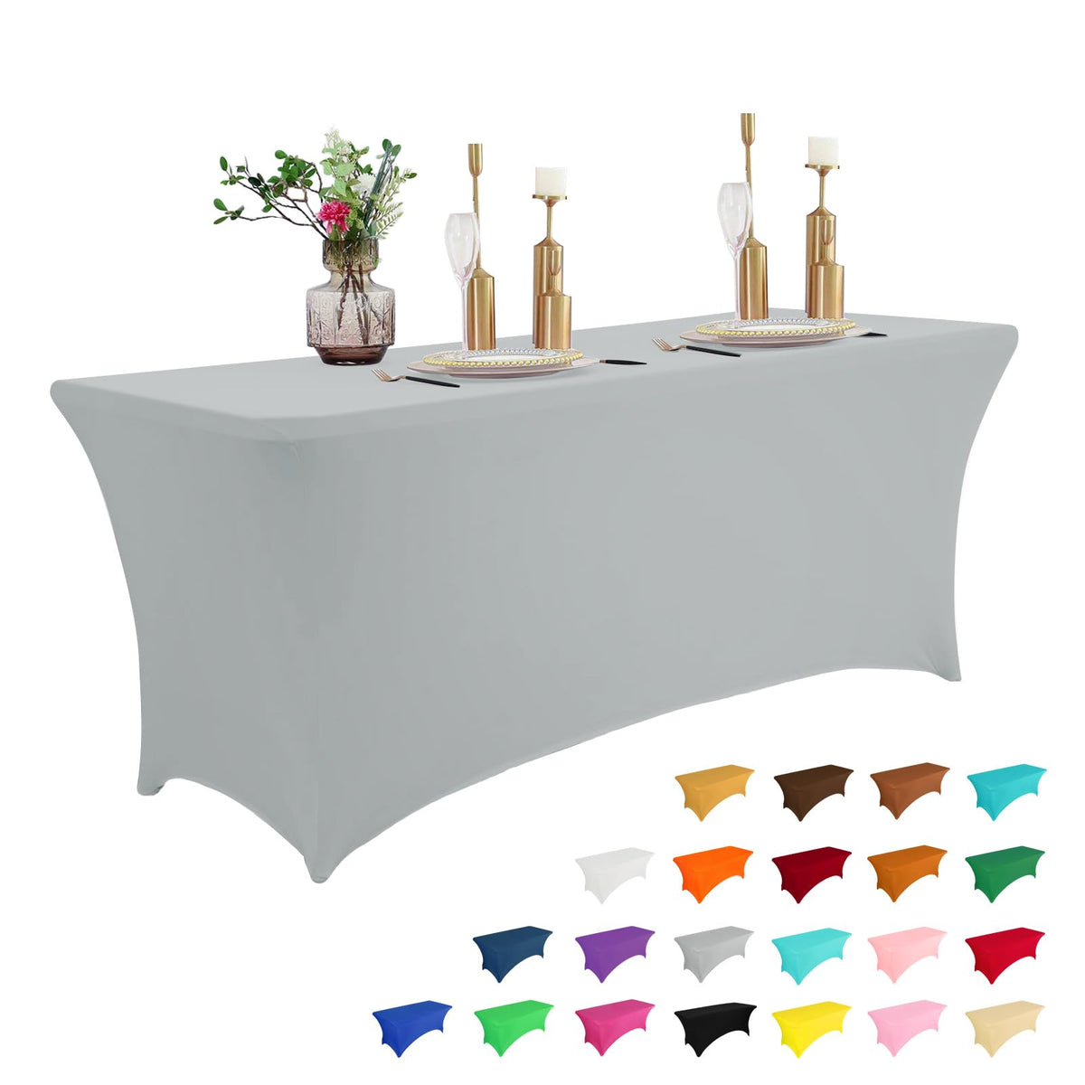 IVAPUPU 2 Pack 6FT Black Table Cloth for Rectangular Spandex Table Cover | Fitted Events Stretch Covers Washable Spandex Tablecloth Protector for Party, Wedding, Cocktail, Banquet, Festival