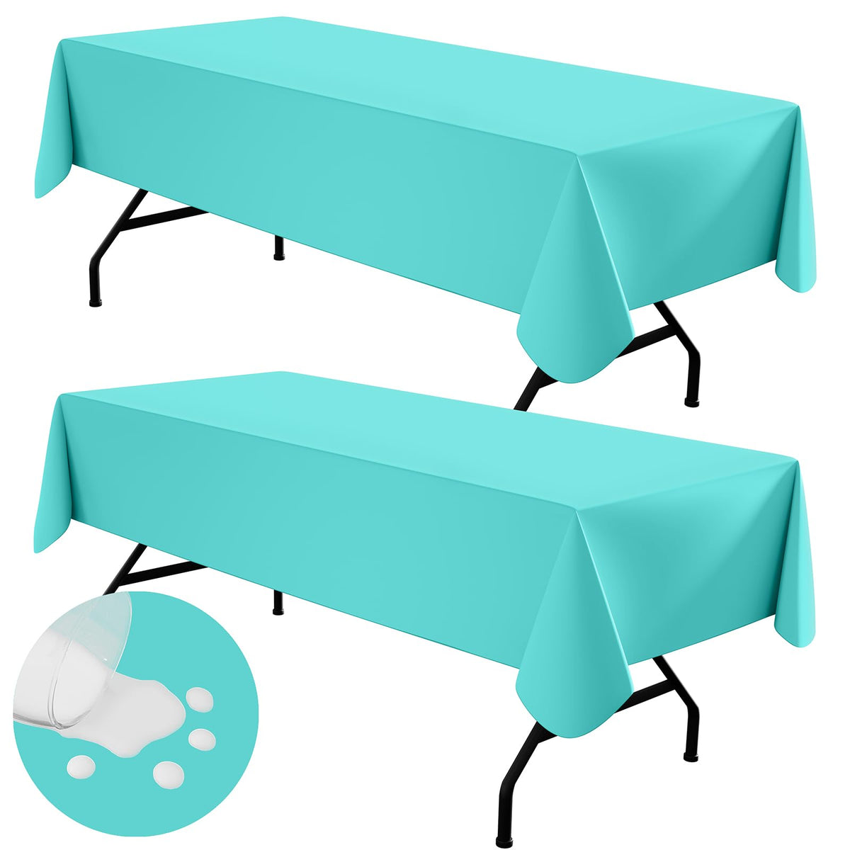 Round Navy Blue Vinyl Waterproof Tablecloth with Flannel Backed | Spillproof Wipe Clean Table Cloth, Plastic Flannel Backing for Dining, Buffet Parties Picnic Camping, 60"