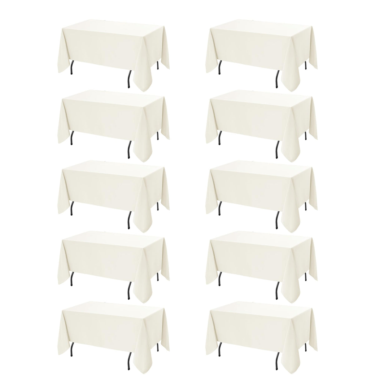 10-Pack White Tablecloths for Rectangle Tables, 60 x 102 Inches | Stain-Resistant Polyester Fabric for 6 Foot Tables - Washable Table Covers for Weddings, Banquets, Birthday, Parties, Events