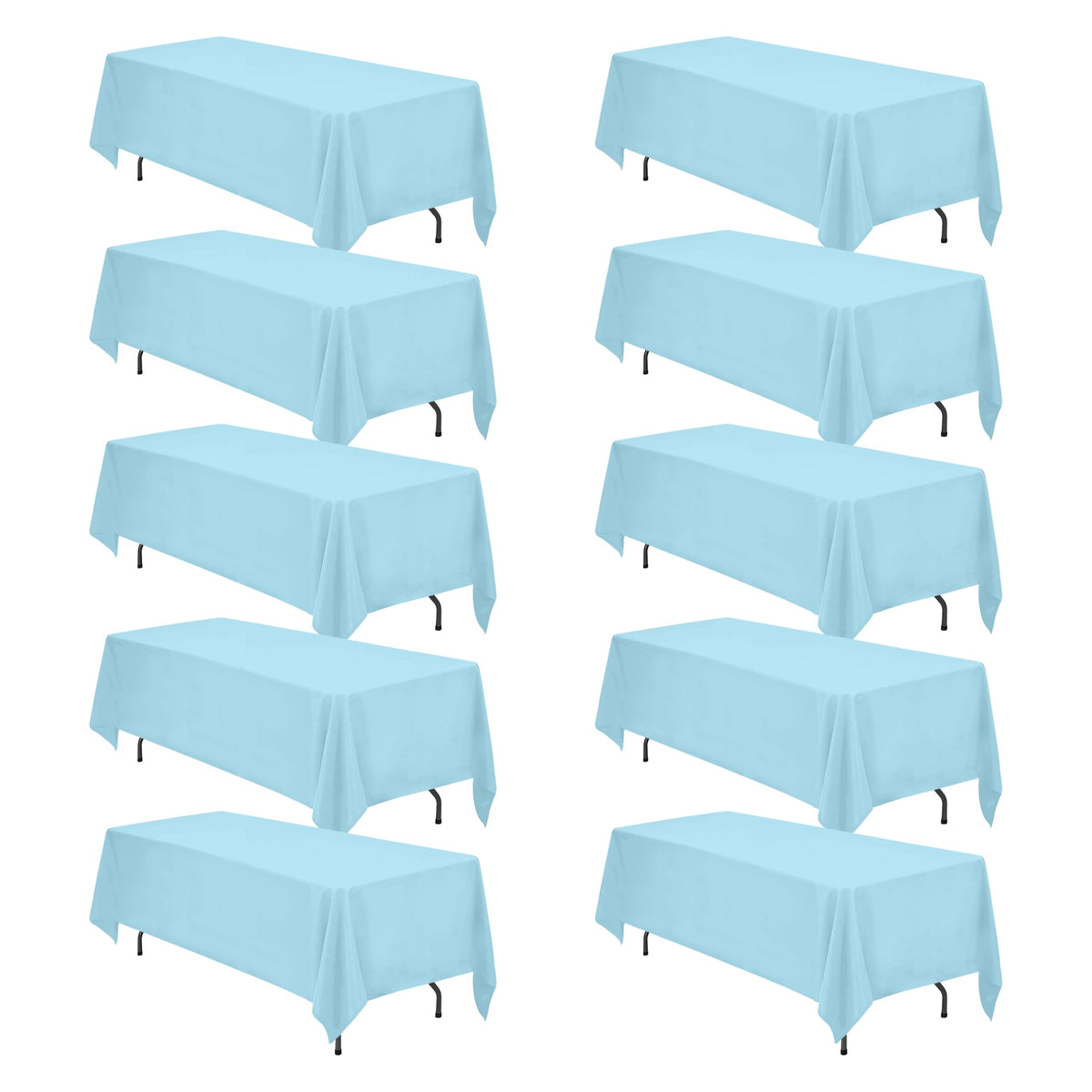 BRILLMAX 6 Pack Ivory Tablecloths 90x132 Inch for 6ft Rectangle Tables | 150 GSM Polyester Fabric, Floor Length Drop, Water, Stain & Wrinkle Resistant Cloth Cover for Wedding Reception Banquet Party