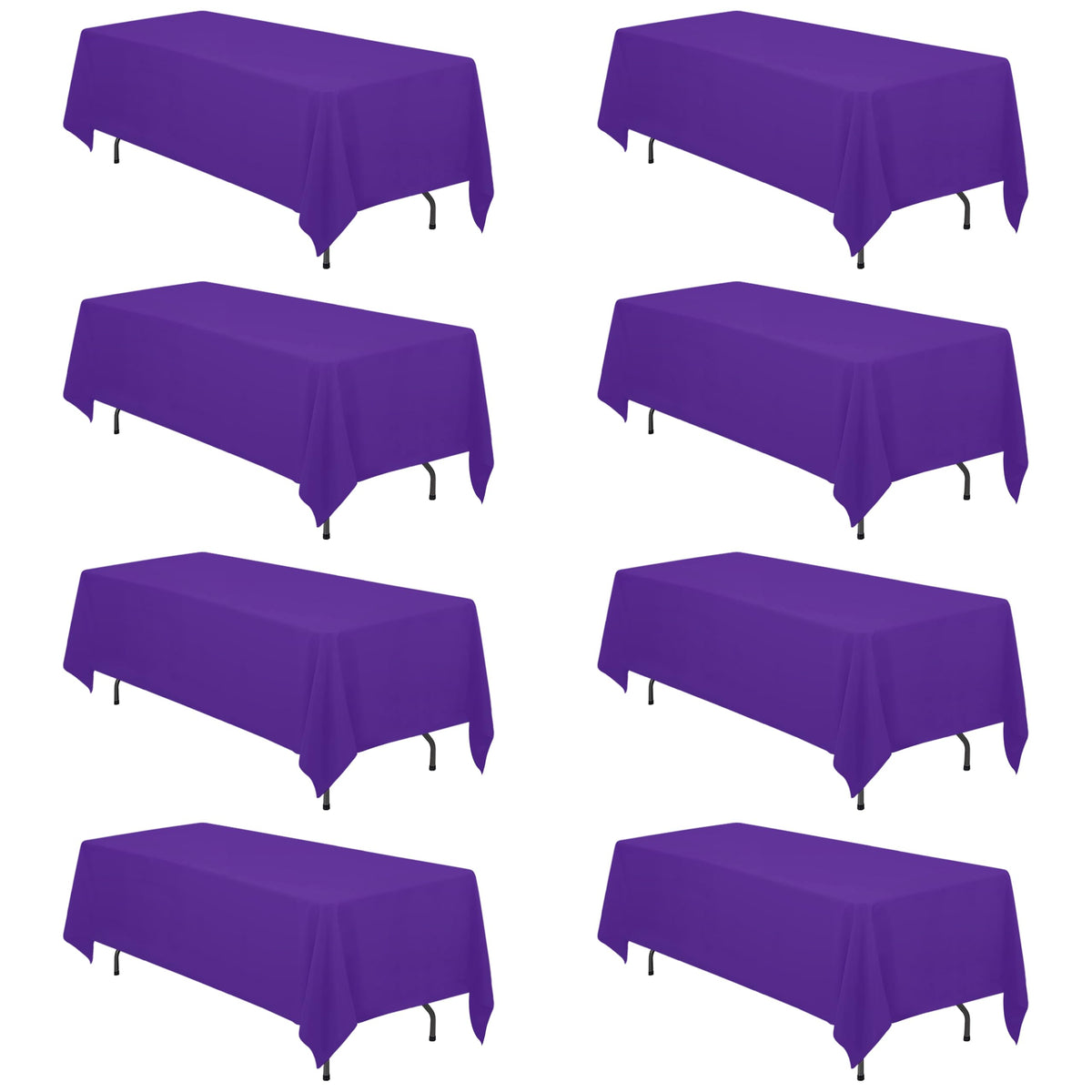 BRILLMAX 6 Pack Ivory Tablecloths 90x132 Inch for 6ft Rectangle Tables | 150 GSM Polyester Fabric, Floor Length Drop, Water, Stain & Wrinkle Resistant Cloth Cover for Wedding Reception Banquet Party