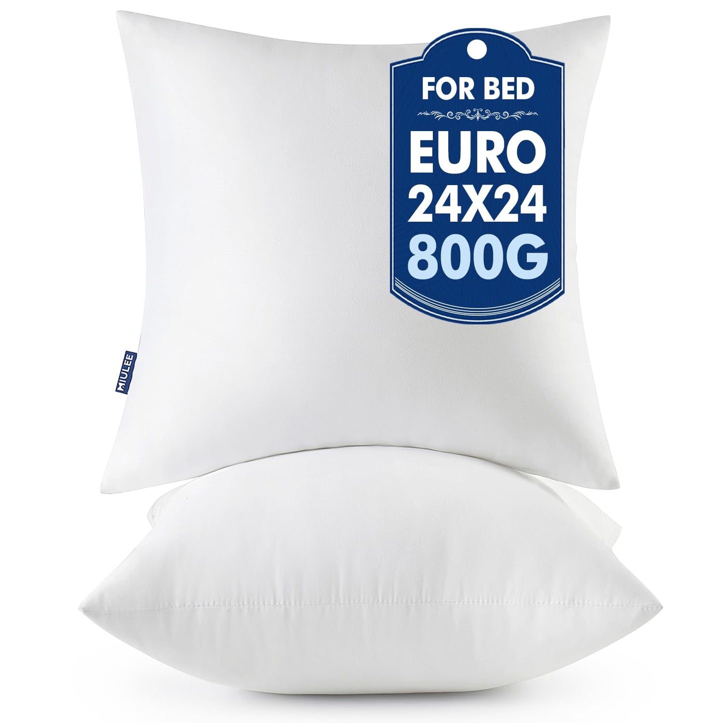 MIULEE 18x18 Throw Pillows Inserts 2 Pack, Decorative Pillows for Couch Bed | 100% Virgin Filling, Full and Fluffy, Lumbar, Back and Neck Support
