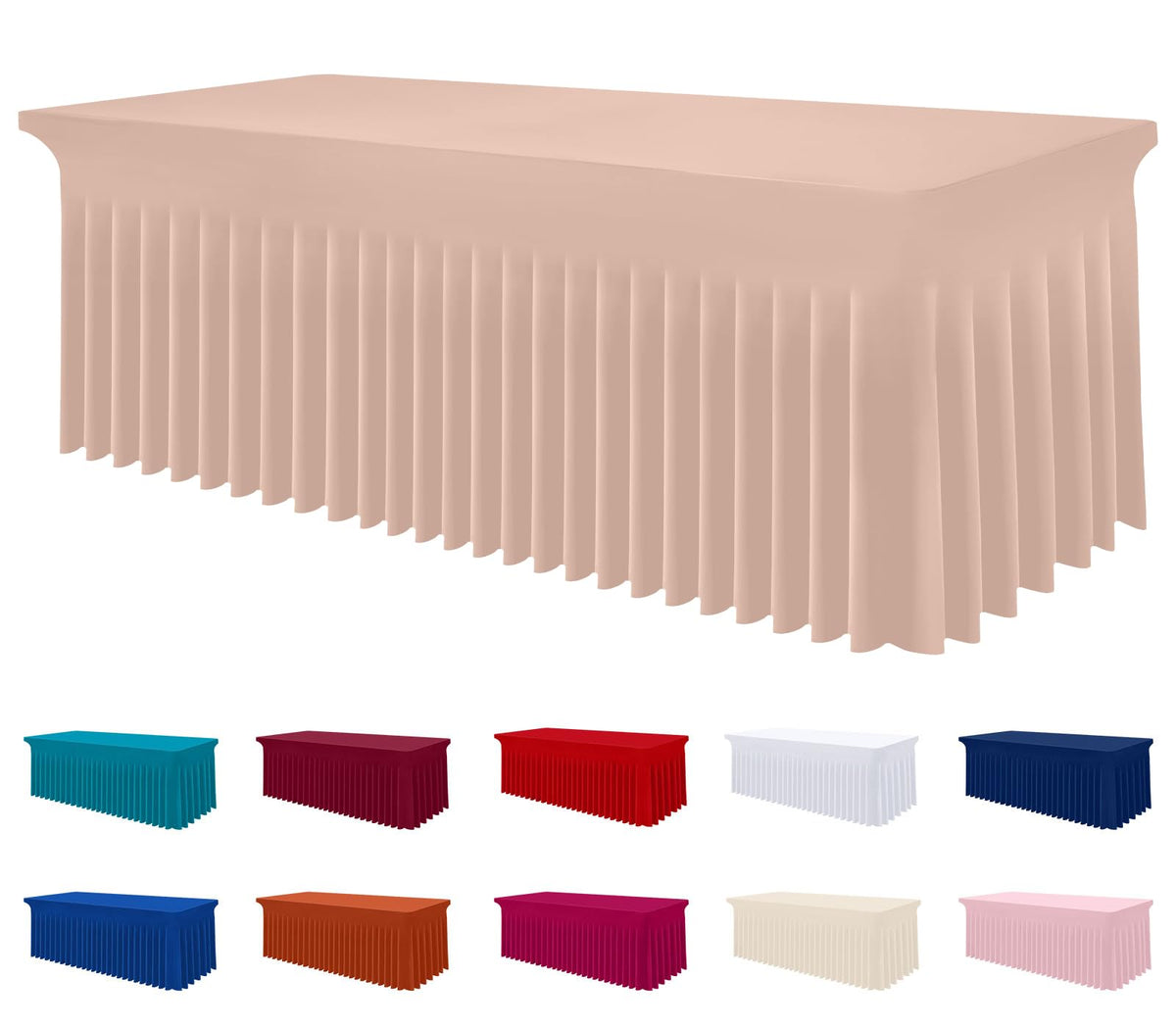 Smiry Spandex Elastic Fitted Table Cloth Skirt for 6FT Rectangle Table | Stretch Washable Table Cloth, Banquet Table Cover for Wedding, Party, Indoor & Trade Shows, (Black, 72Lx30Wx30H)