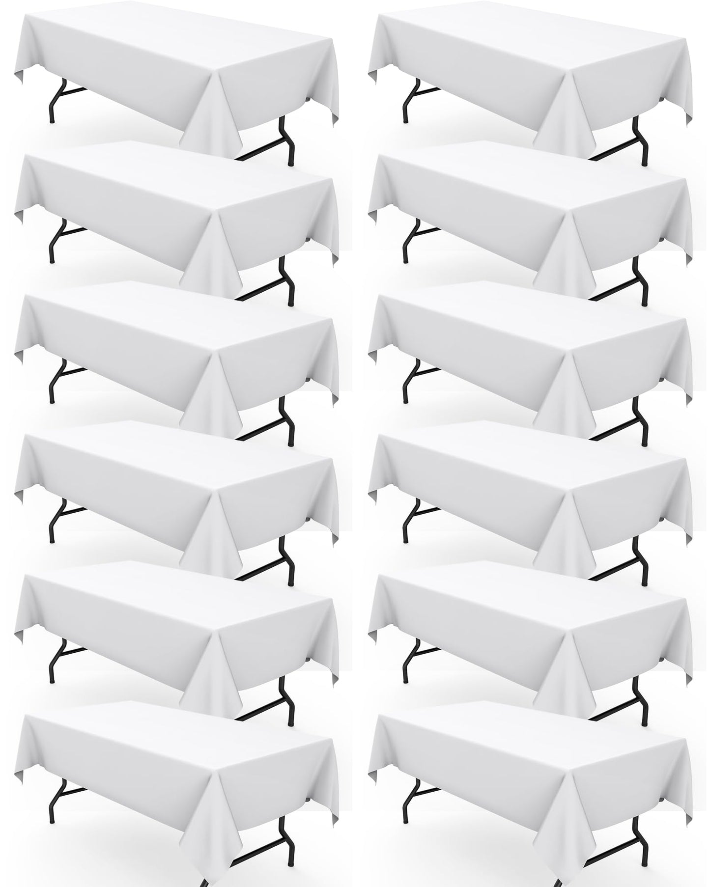 Pureegg Polyester Tablecloth 60" x 102" Reusable Washable 2 Pack White | Durable, Rectangle, for Outdoor Party, Picnic, Wedding, Banquet, Birthday