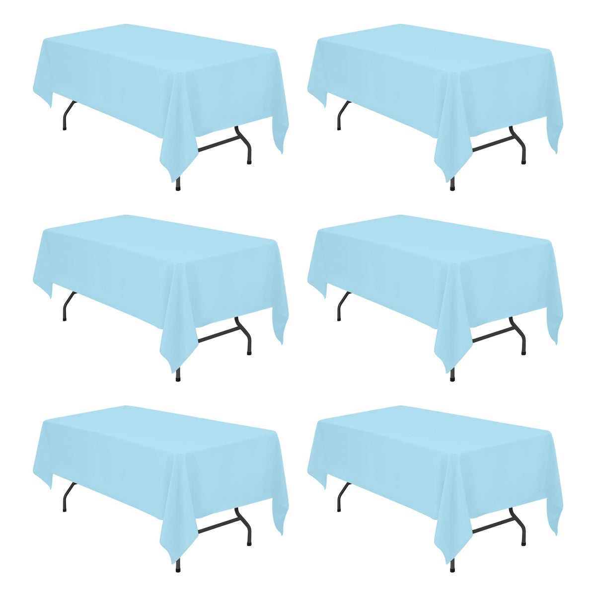 BRILLMAX 6 Pack Ivory Tablecloths 90x132 Inch for 6ft Rectangle Tables | 150 GSM Polyester Fabric, Floor Length Drop, Water, Stain & Wrinkle Resistant Cloth Cover for Wedding Reception Banquet Party