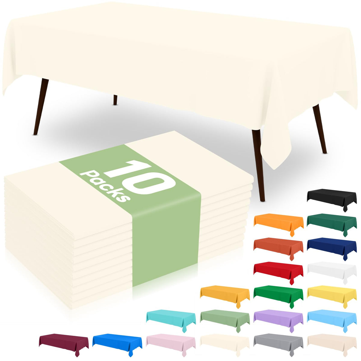 6 Packs Disposable Plastic Table Cloth, 54 x 108 Inch Waterproof Rectangle Tablecloth, Leakproof & Sturdy Decorative Table Covers for Party, Outdoor and Back to School, Black